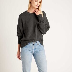 Quince Organic Cotton Boyfriend Crew Sweater in Agave Olive Green M